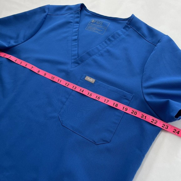 Figs Mens XL Blue Scrub Shirt Technical Collection Short Sleeve V Neck 1 Pocket - Picture 6 of 9
